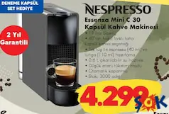 NESPRESSO ESSENZA MİNİ C 30 KAPSÜL KAHVE MAKİNESİ